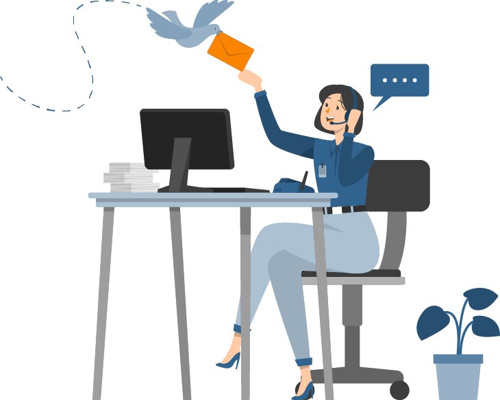 Callcenter-Agent erhält eine Nachricht